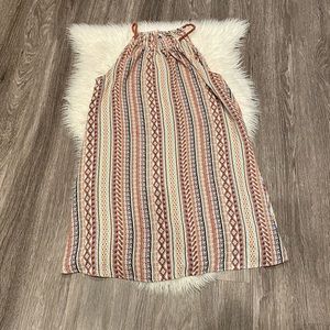 🌿HP🌿 Artisan Ny Halter Trapeze cut Multi Boho Print Dress w/rope detail